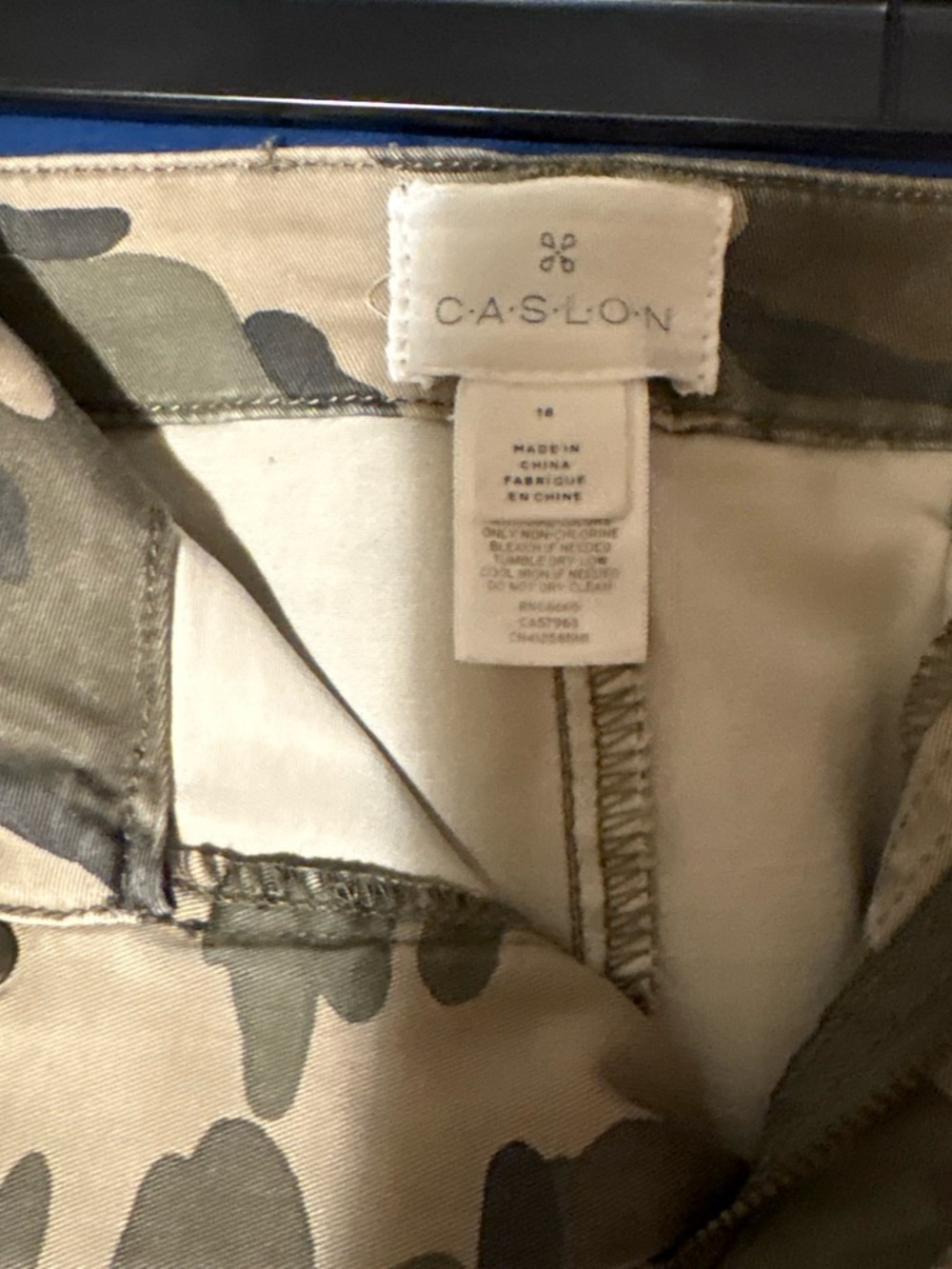 Caslon Women's Camo Slim Jean skirt in Olive and Khaki